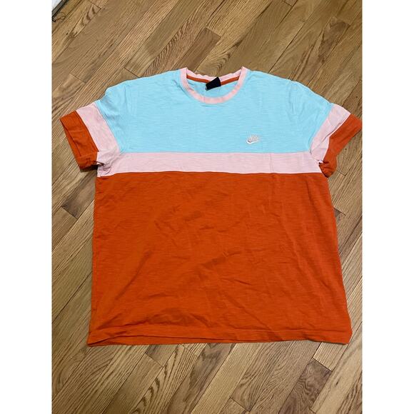 Nike Men's Orange Pink and Light Blue Tshirt Embroidered Small‎ Nike Check XXL - Picture 1 of 4